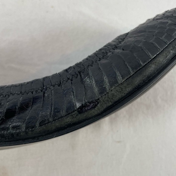 Tory Burch Snakeskin Embossed Leather Ballet Slipper Flat‎ in Black Size 7 - Picture 7 of 8